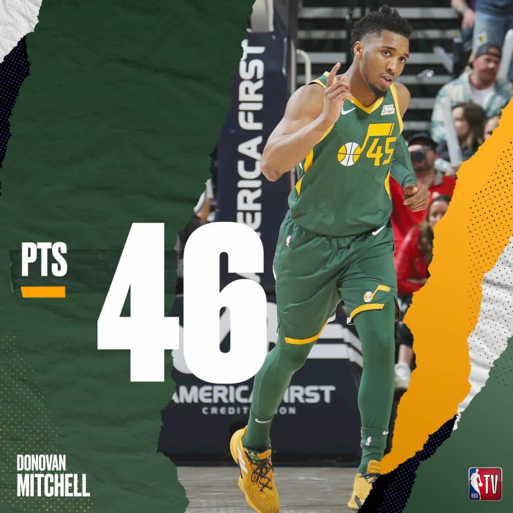 米切尔砍下42分，爵士取得胜利